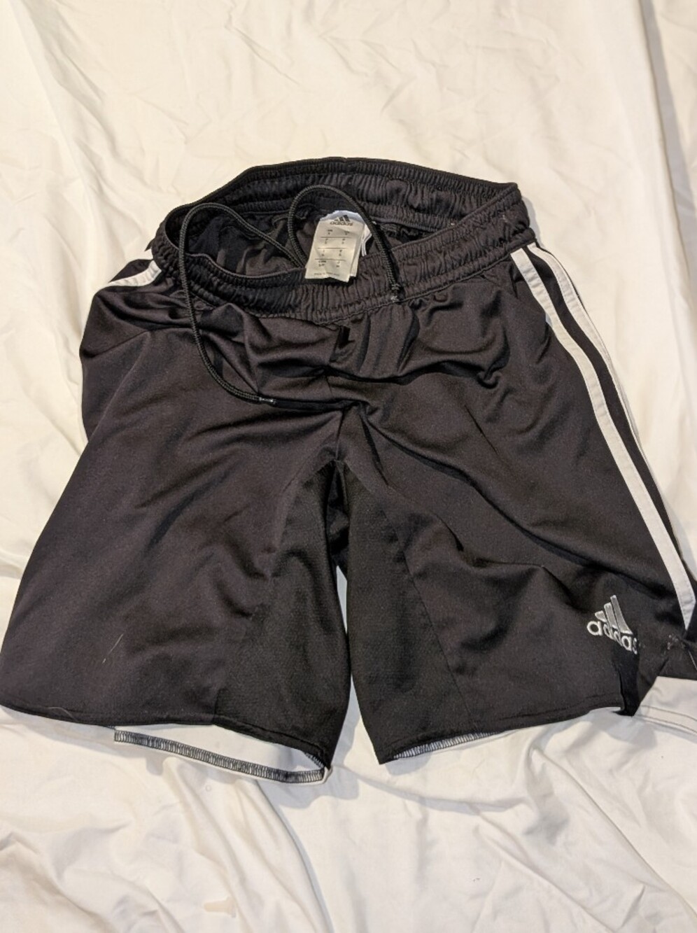 adidas Black Elastic Waist Athletic Shorts with Drawcord